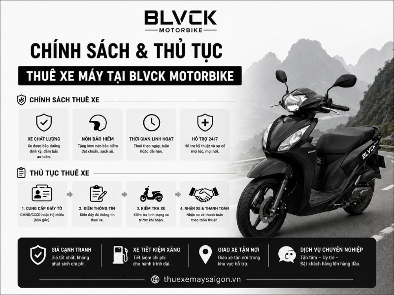 Chính sách và thủ tục thuê xe máy tại Blvck Motorbike