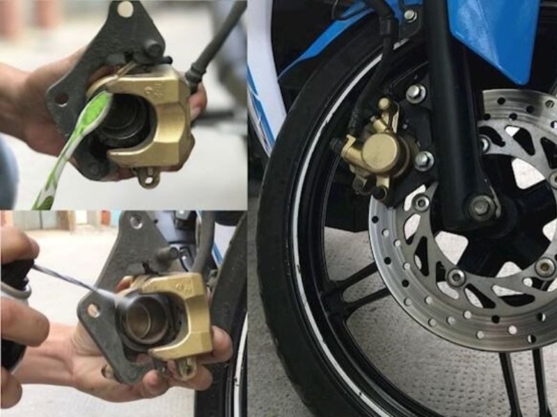 Kỹ thuật viên Blvck Motobike kiểm tra hệ thống phanh xe máy